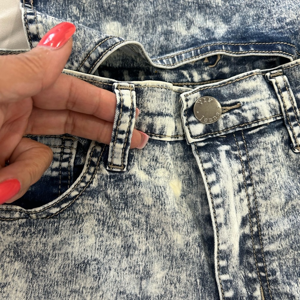 VIP JEANS • Blue Wash Overall Shorts • size M • - Picture 4 of 14